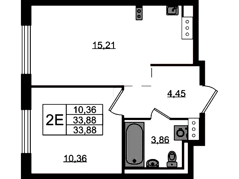 1-комнатная квартира 33.88 м², 9/13 эт., ЖК «Квартал Торики»